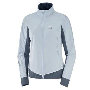 Salomon Lightening Lightshell Jacket, light blue and gray, size Small